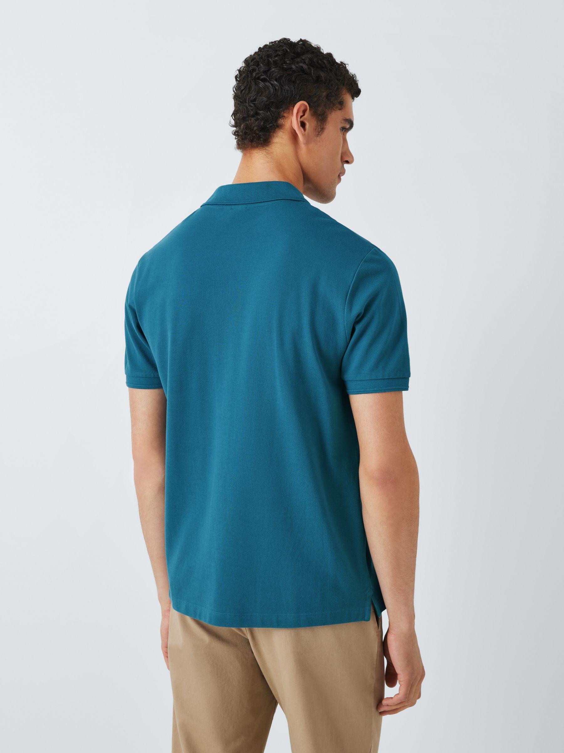 John Lewis Supima Cotton Jersey Polo Shirt, Mallard Blue, S