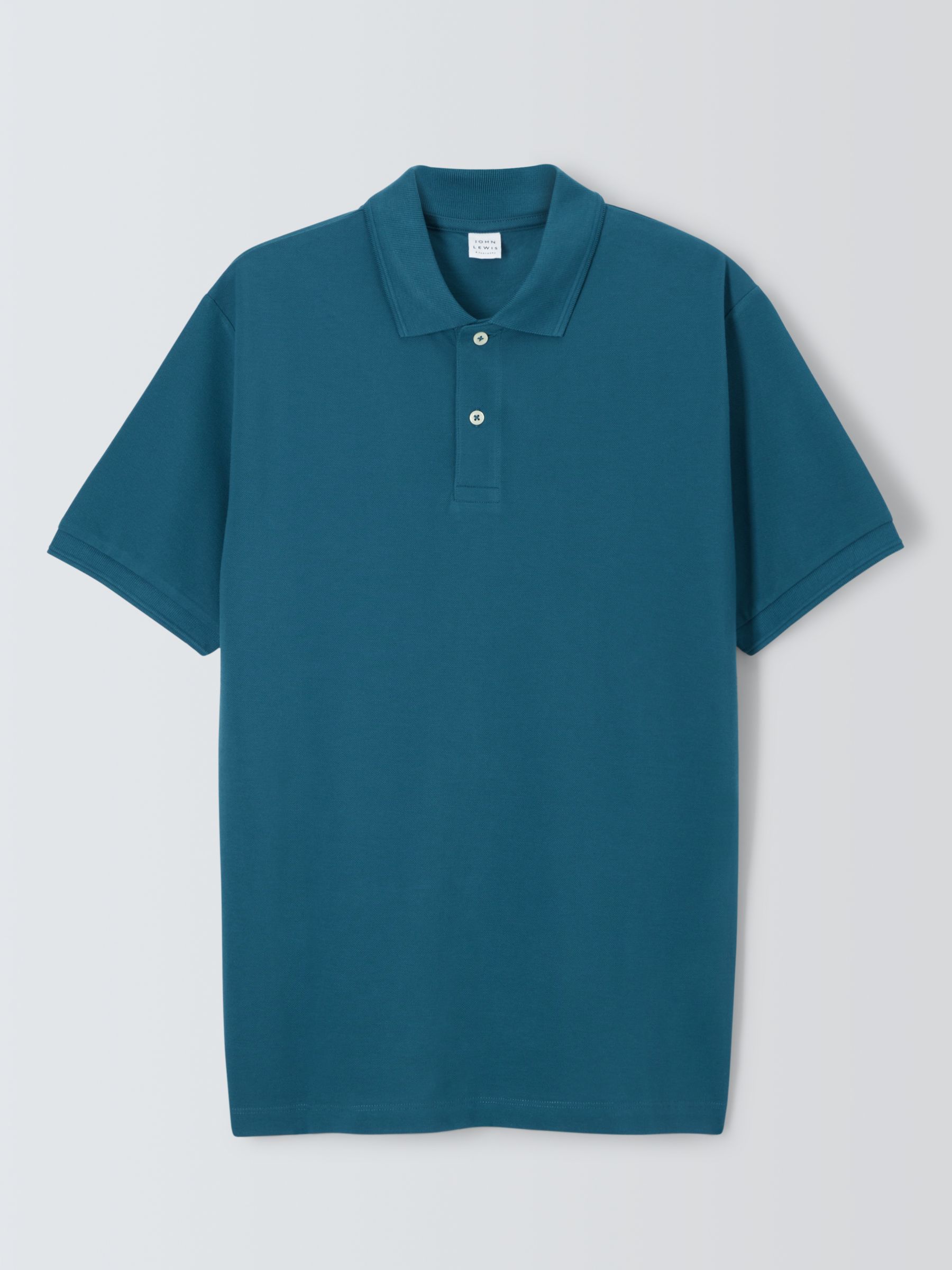 John Lewis Supima Cotton Jersey Polo Shirt, Mallard Blue, S