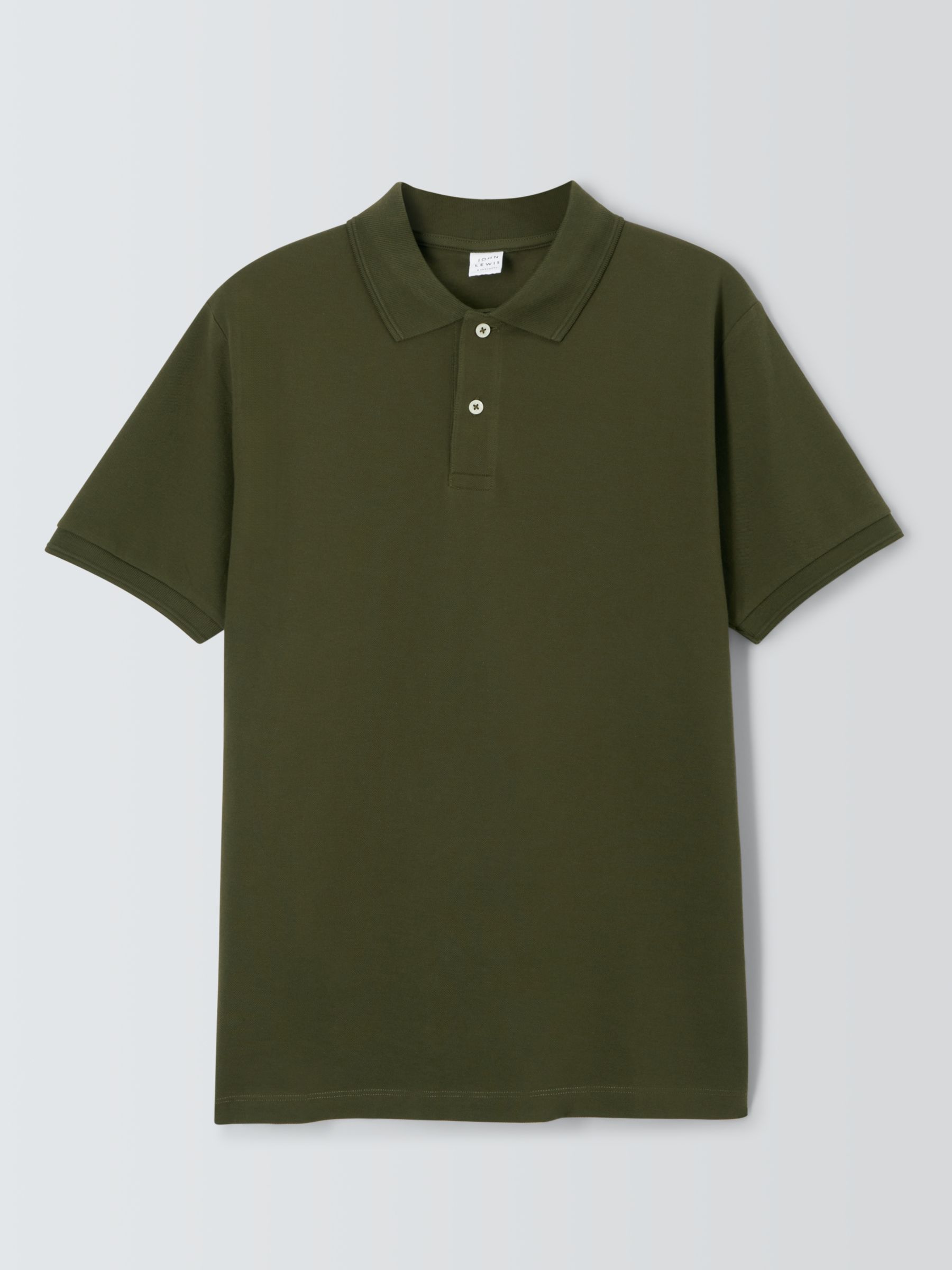 John Lewis Supima Cotton Jersey Polo Shirt, Khaki, S