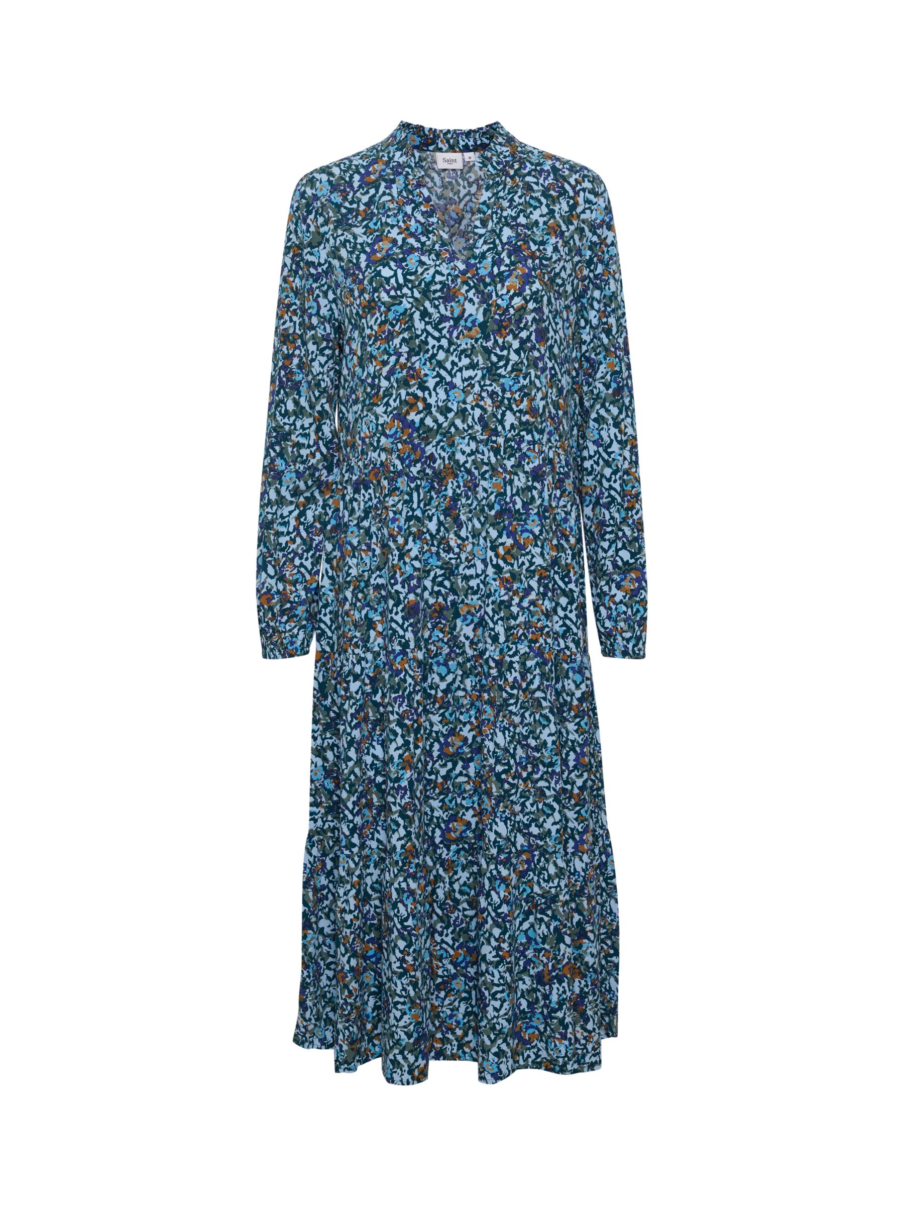 Saint Tropez Eda Loose Fit Long Sleeve Midi Dress, Blue/Multi at John ...