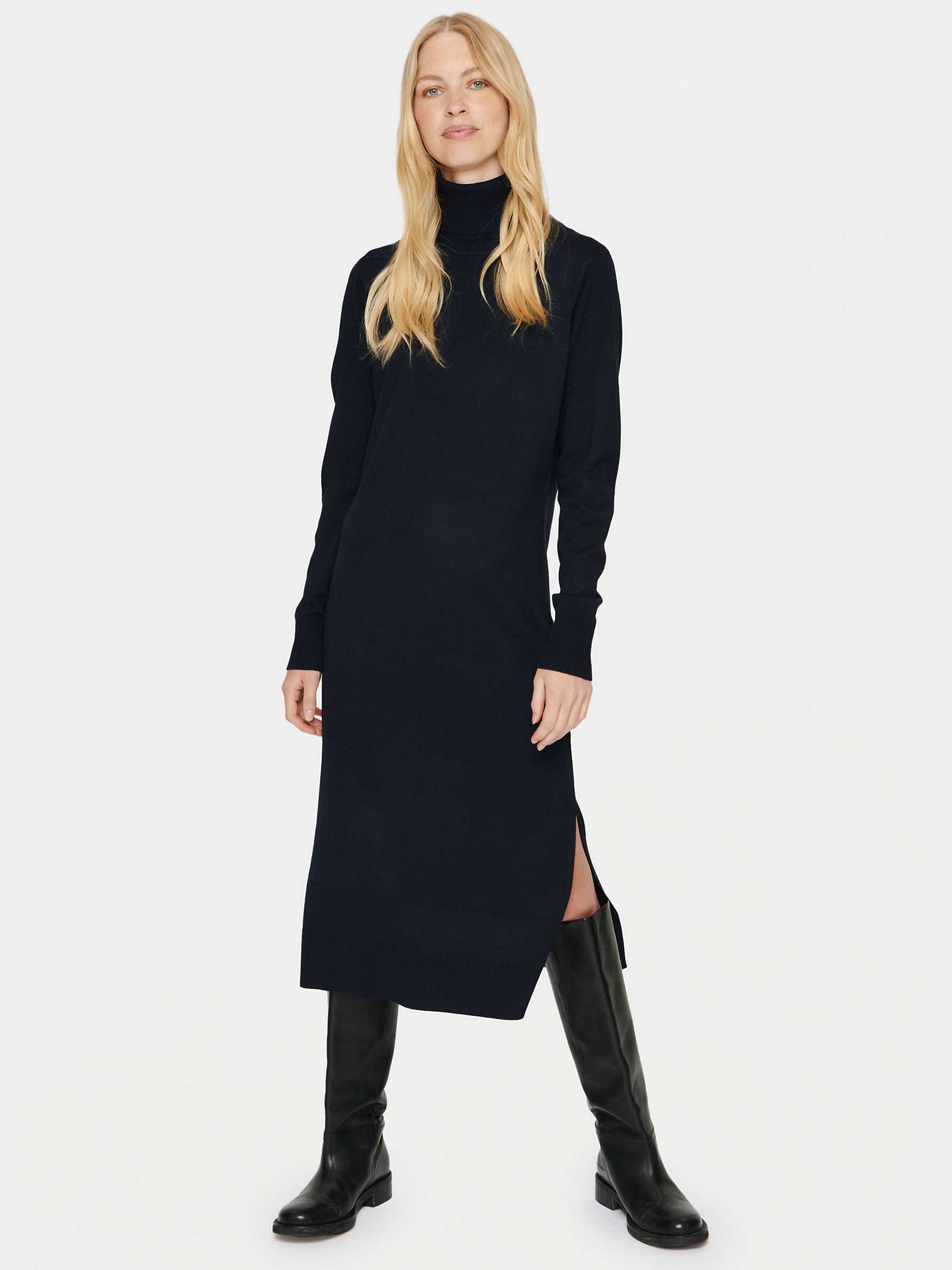 Buy Saint Tropez Mila Roll Neck Knitted Midi Dress, Navy Online at johnlewis.com