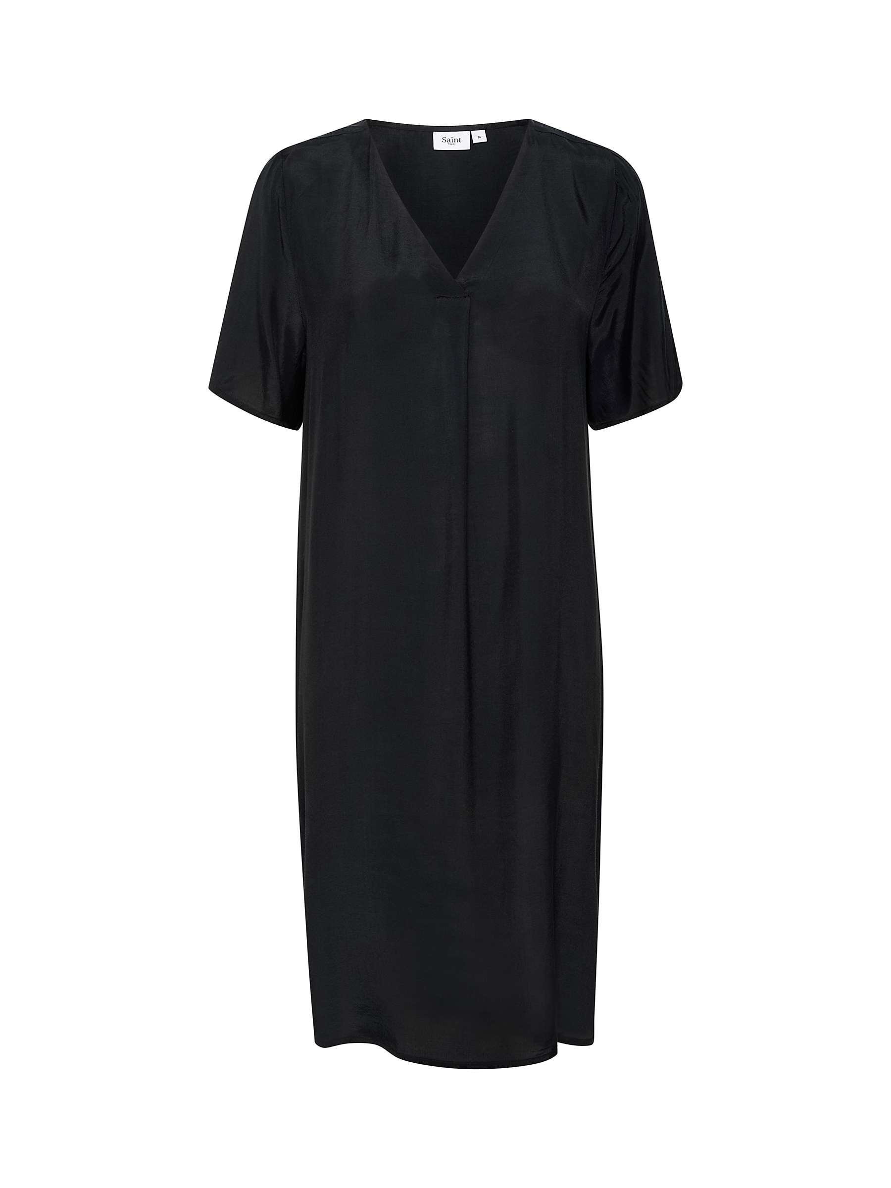 Saint Tropez Aida Short Sleeve Knee Length Dress, Black at John Lewis ...