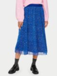 Saint Tropez Toral Chiffon Elastic Waist Midi Skirt, Blue Flower Stripes, Blue Flower Stripes
