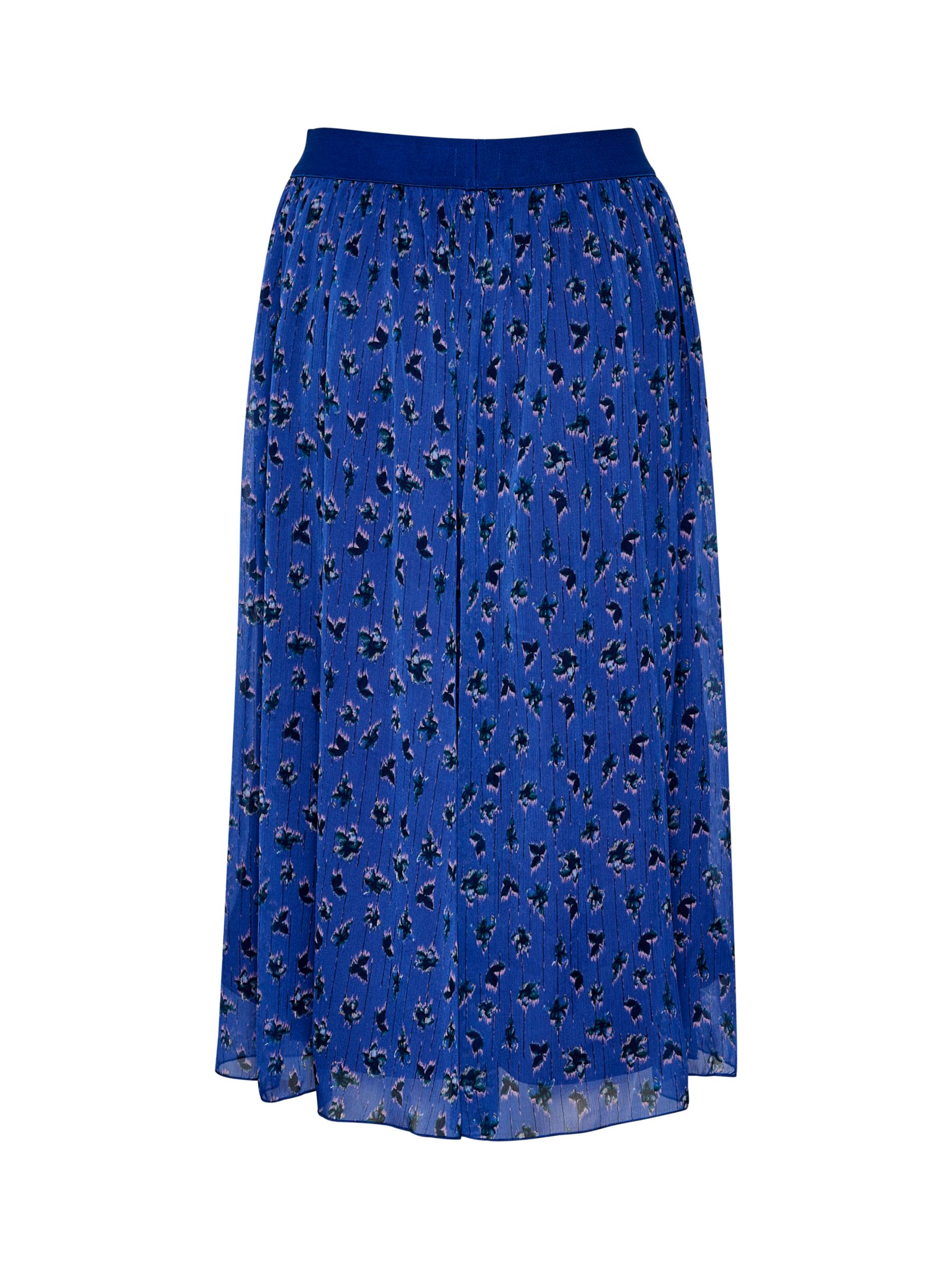Buy Saint Tropez Toral Chiffon Elastic Waist Midi Skirt, Blue Flower Stripes Online at johnlewis.com