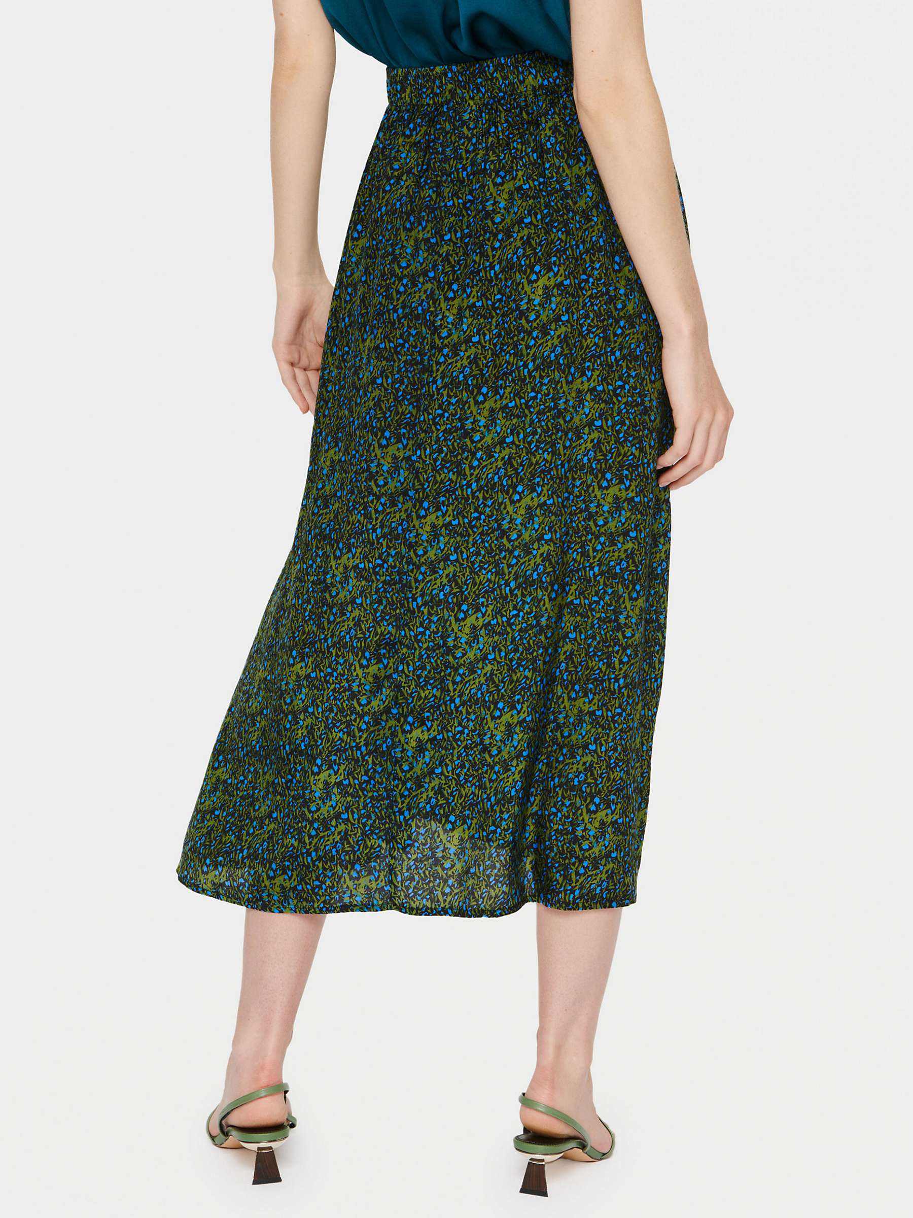 Buy Saint Tropez Tama High Waisted Midi Length Skirt, Black Spindle Floral Online at johnlewis.com