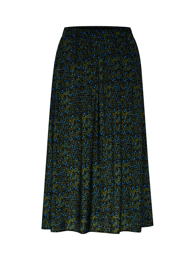 Saint Tropez Tama High Waisted Midi Length Skirt, Black Spindle Floral