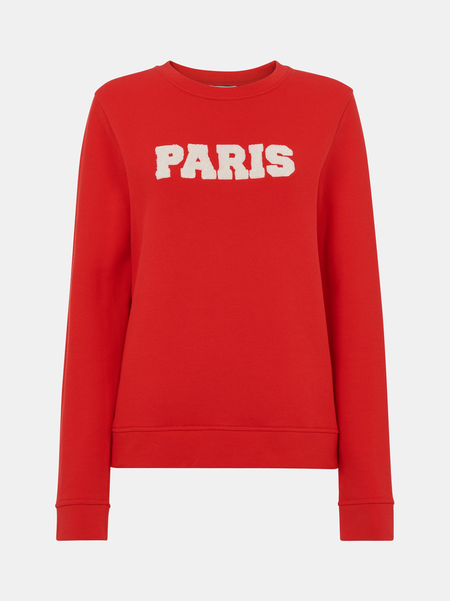 Whistles Paris Logo Sweatshirt, Red at John Lewis & Partners