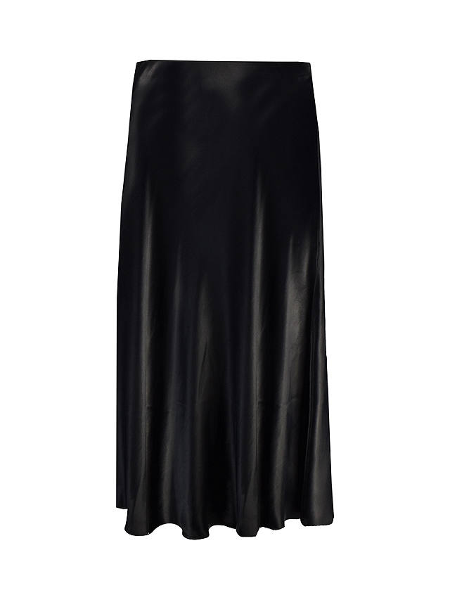 Live Unlimited Curve Petite Black Bias Cut Satin Slip Skirt, Black