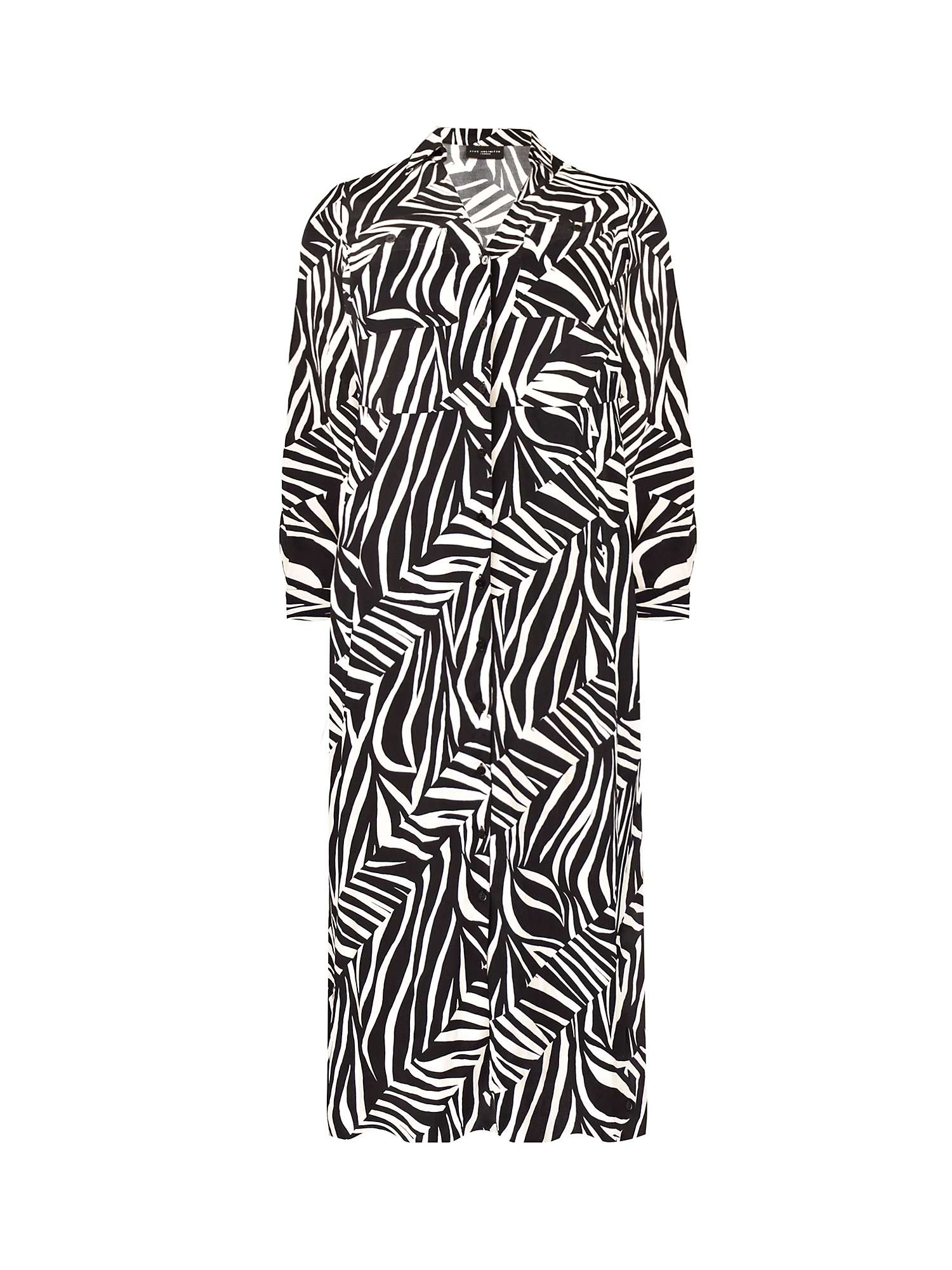 Buy Live Unlimited Curve Petite Stone Linear Print Maxi Shirt Dress, Natural/Black Online at johnlewis.com