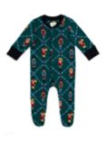 Chelsea Peers Baby Nutcracker Print Sleepsuit, Teal