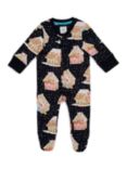 Chelsea Peers Baby Gingerbread Houses Print Sleepsuit, Navy