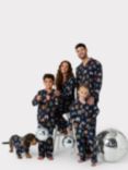 Chelsea Peers Baby Organic Cotton Blend Festive Frames Print Sleepsuit, Navy/Multi, Navy/Multi