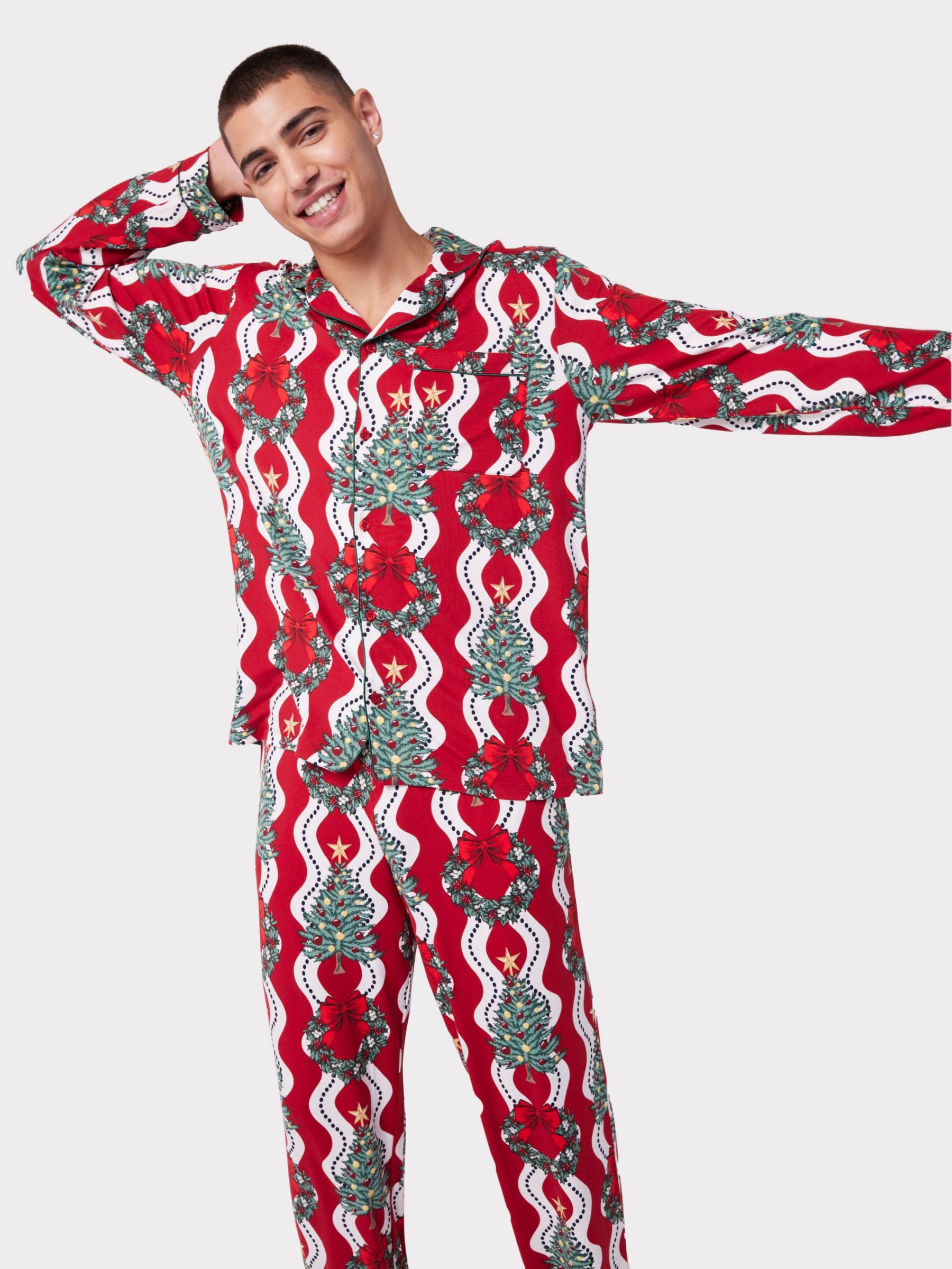 Chelsea Peers Wreath Print Pyjama Set, Red/Multi at John Lewis & Partners