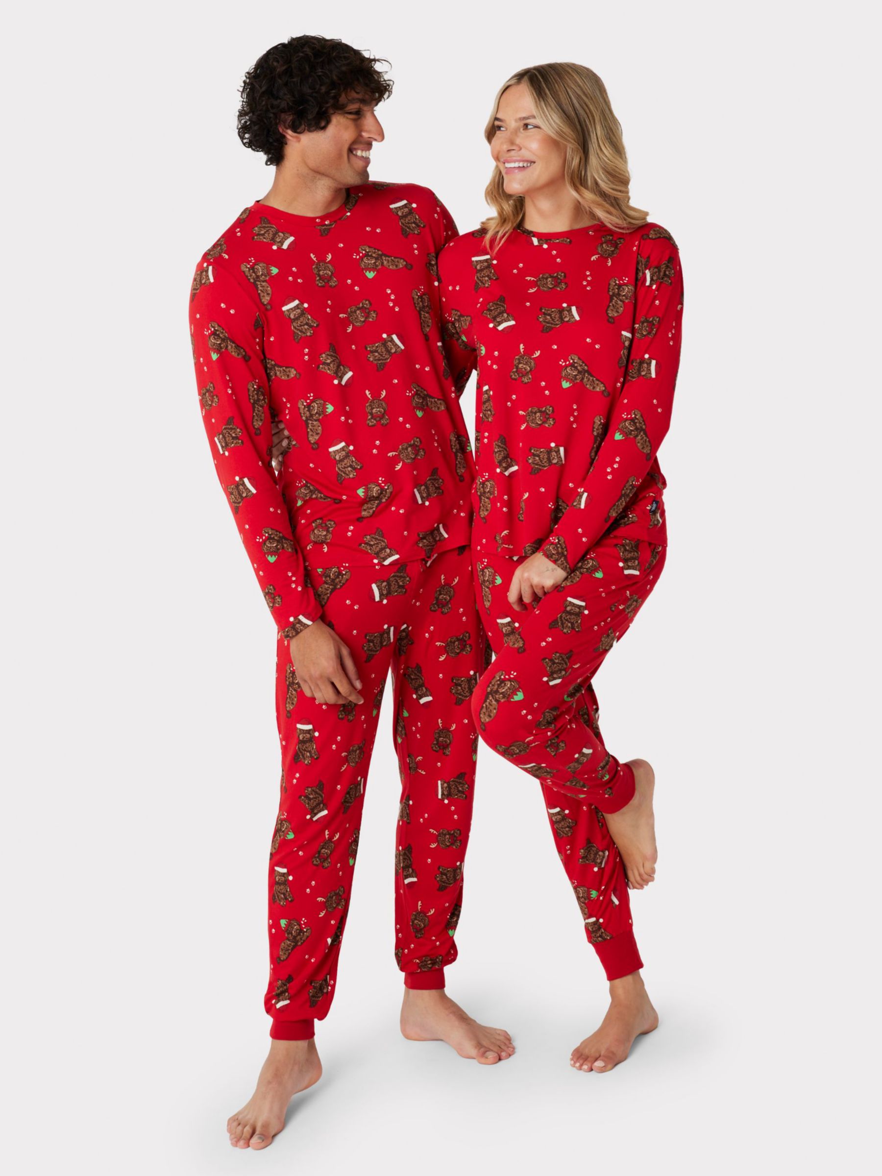 Chelsea Peers Christmas Cockapoo Print Pyjama, Red