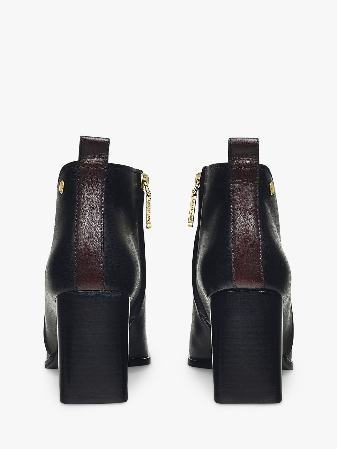 Buy Radley Tulip Street Curve Leather Block Heel Boots, Black Online at johnlewis.com