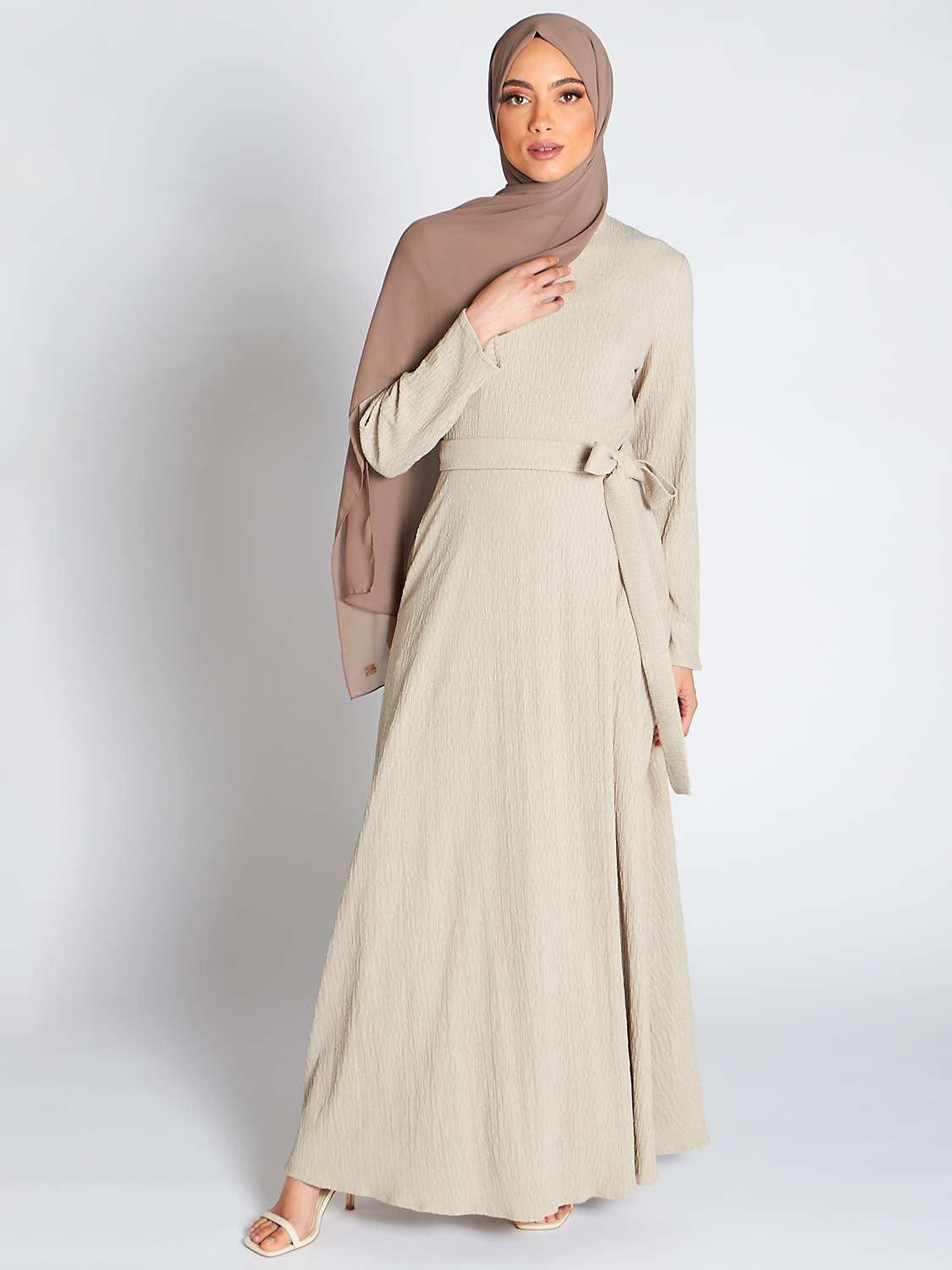 Buy Aab Plain Textured Maxi Dress, Cream Online at johnlewis.com