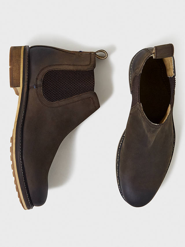 Crew Clothing Parker Leather Chelsea Boots, Dark Brown