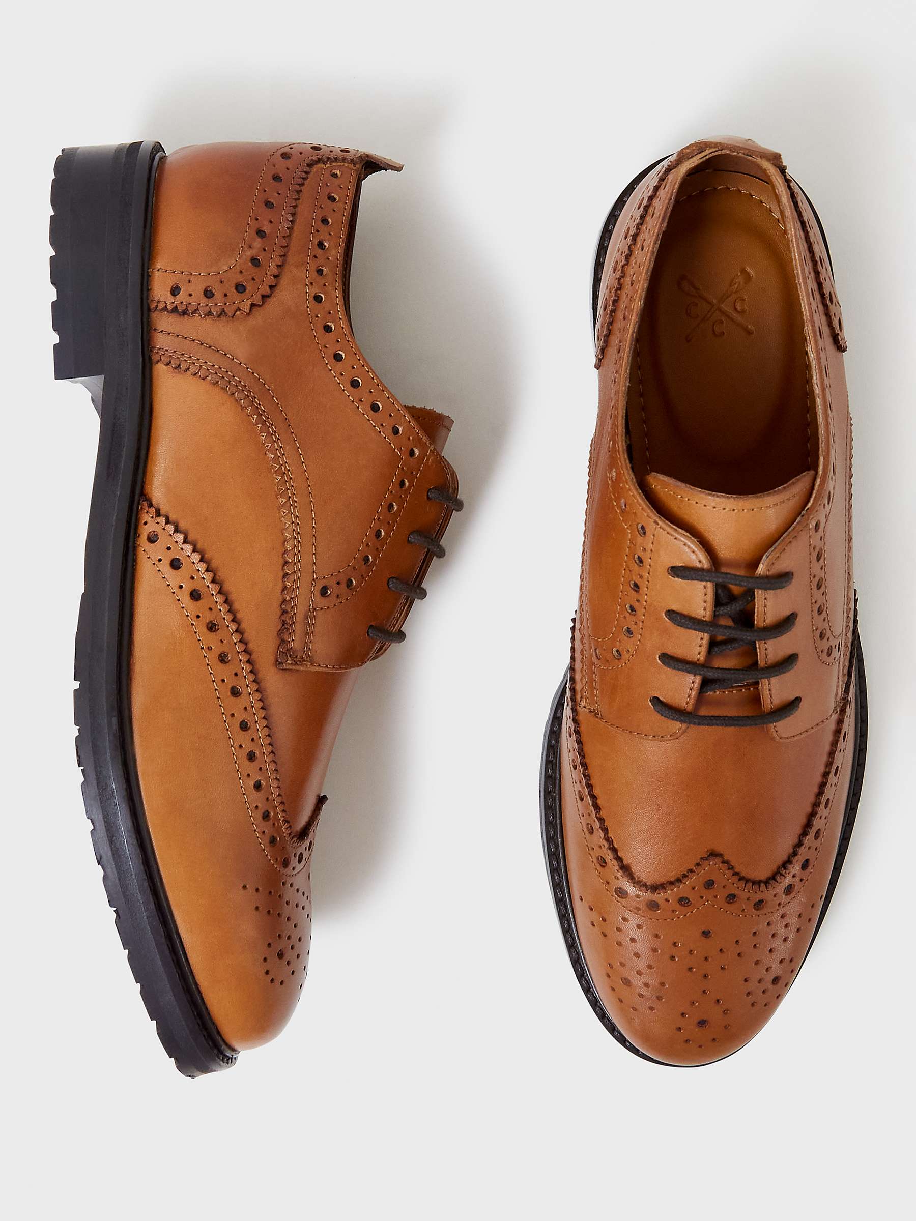 Buy Crew Clothing Arthur Leather Brogues, Tan Online at johnlewis.com