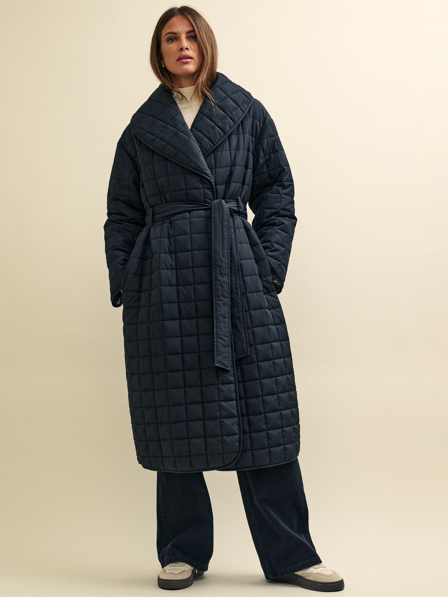 Nobody's Child Sage Quilted Longline Coat, Black