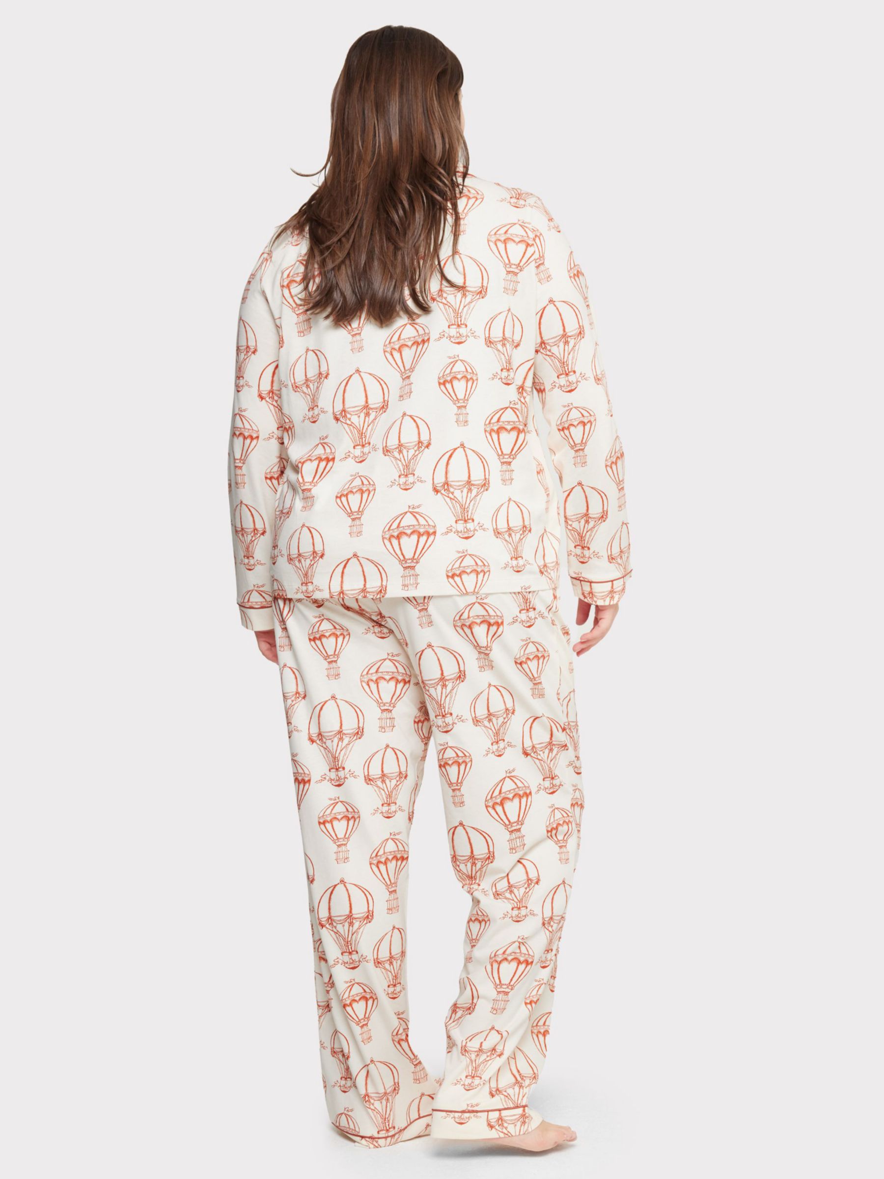 Buy Chelsea Peers Curve Air Balloon Print Organic Cotton Pyjama Set, Off White/Orange Online at johnlewis.com