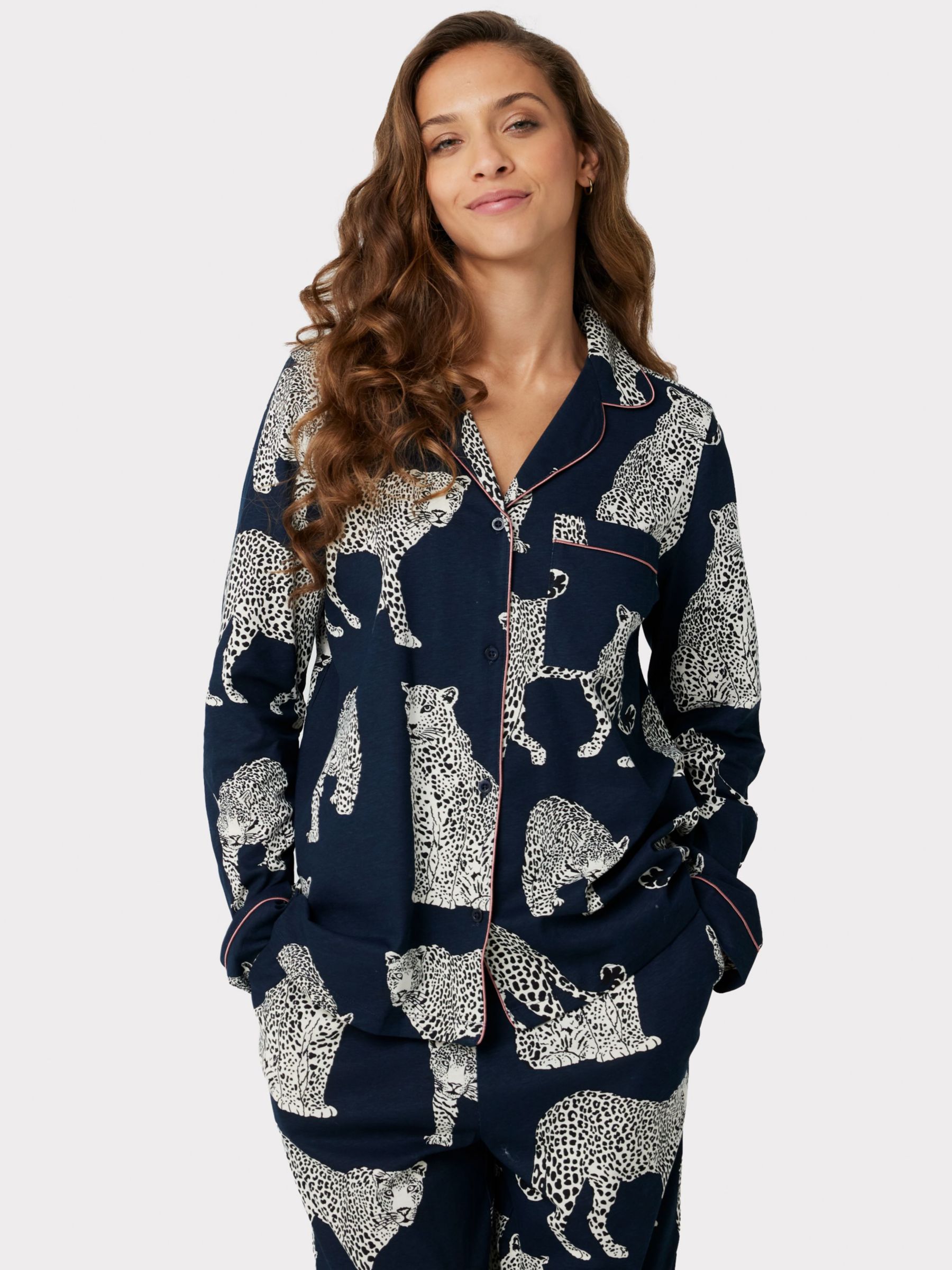 Lounging Leopard - Organic Cotton Long Sleeve Pajama Set - Latte