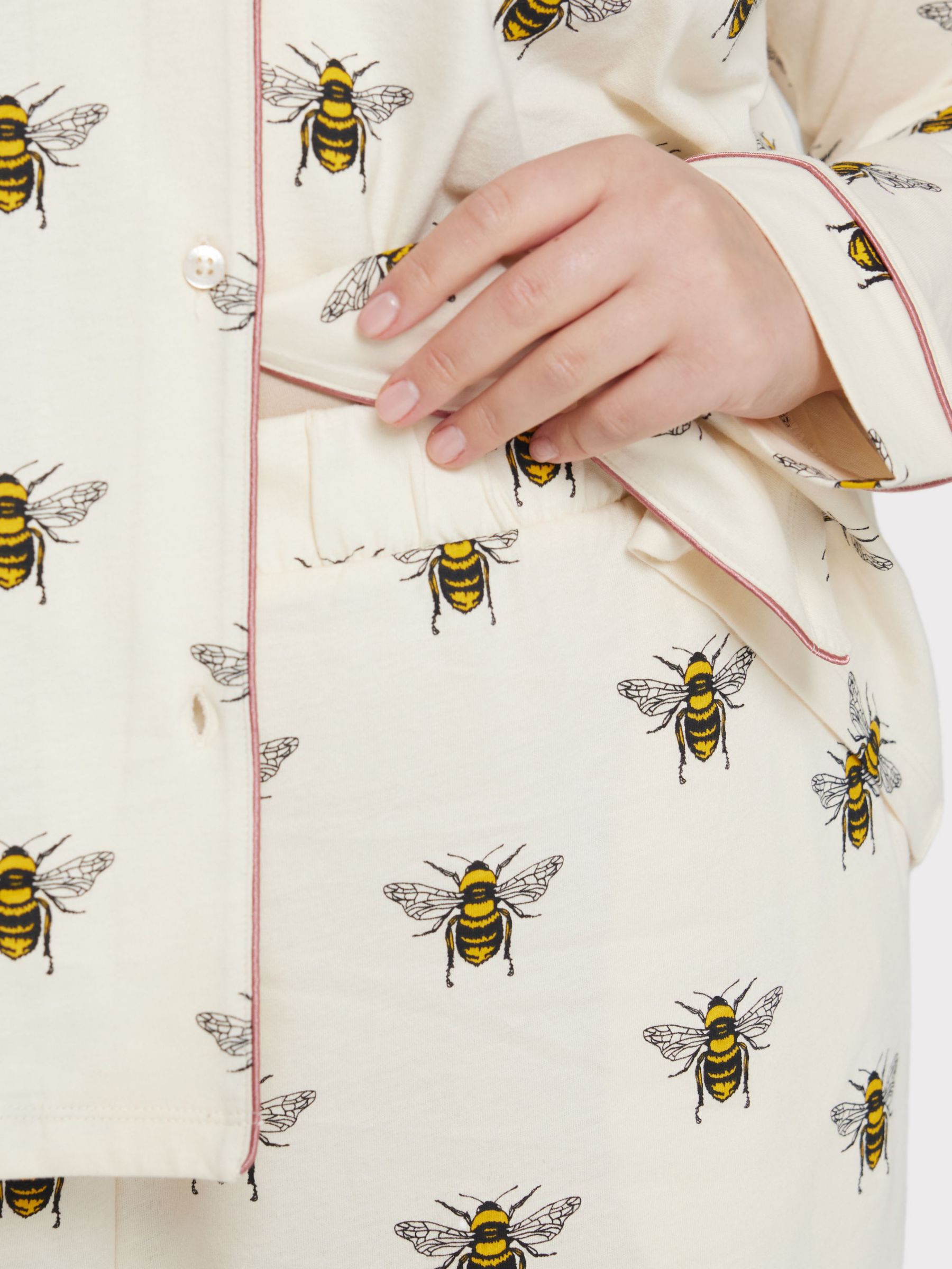 Buy Chelsea Peers Curve Bee Print Organic Cotton Pyjama Set, Off White/Multi Online at johnlewis.com