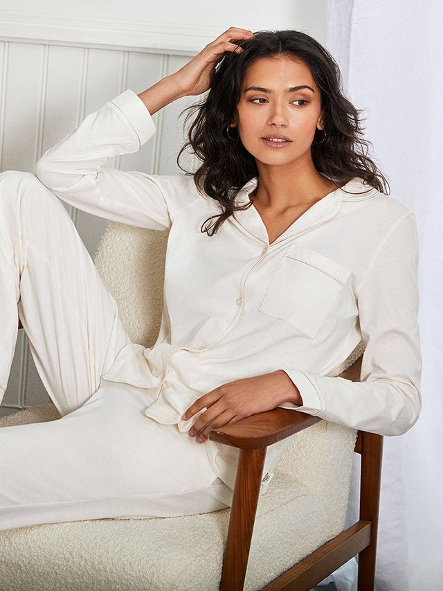 Chelsea Peers Organic Cotton Pyjama Set, Off White