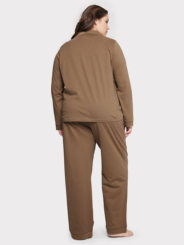 Chelsea Peers Curve Organic Cotton Pyjama Set, Brown