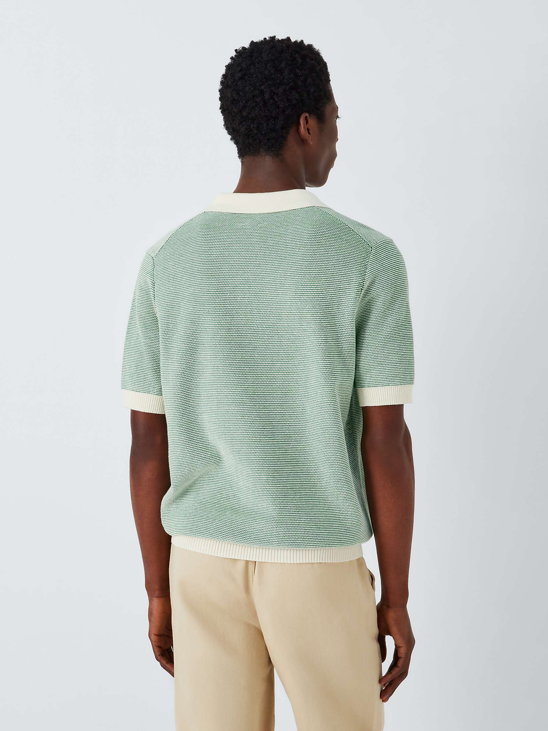 Buy John Lewis Knitted Short Sleeve Polo Shirt, Loden Frost/Ecru Online at johnlewis.com
