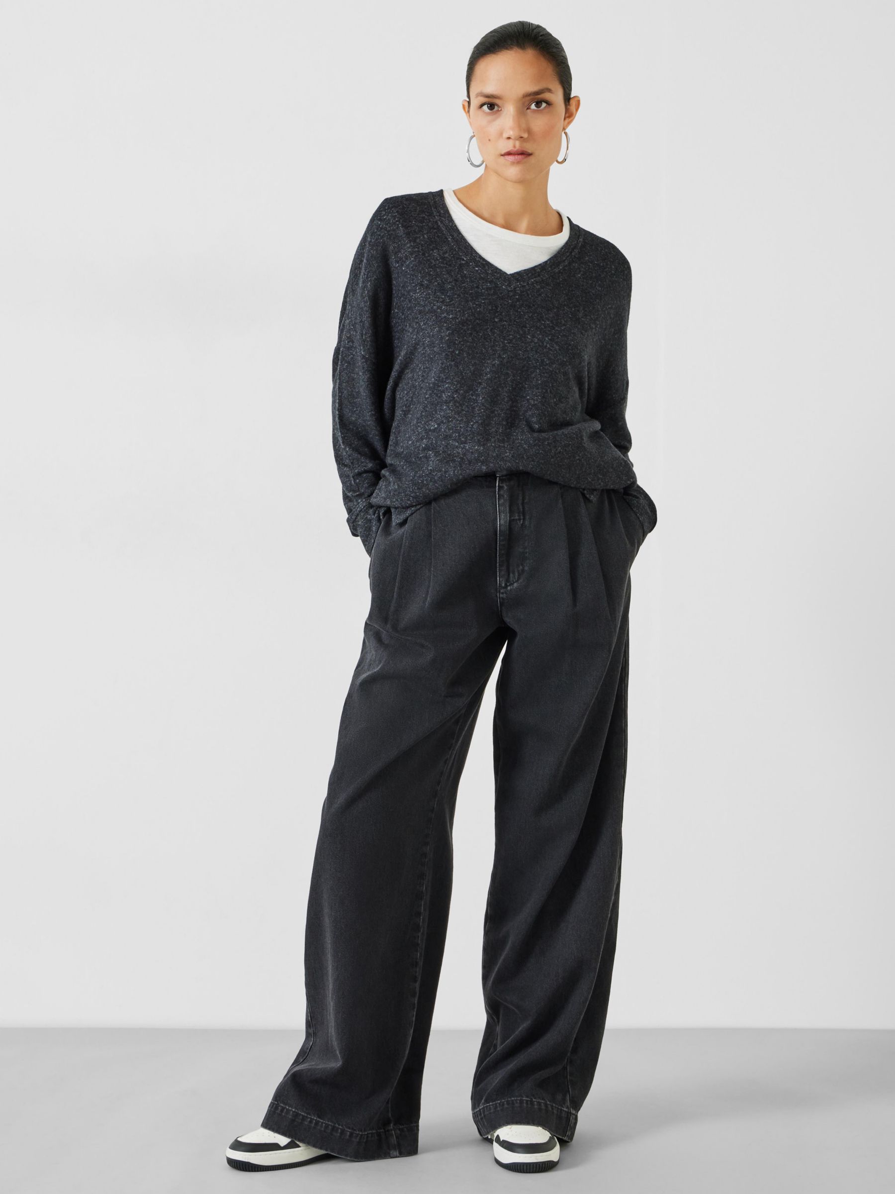 ASOS Weekend Collective Petite oversized sweatpants with logo in gray marl