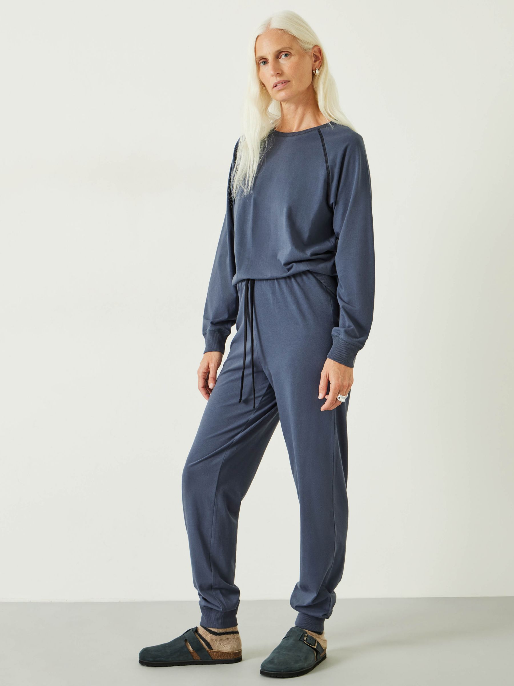 HUSH Joelle Jersey Pyjamas, Washed Blue at John Lewis & Partners