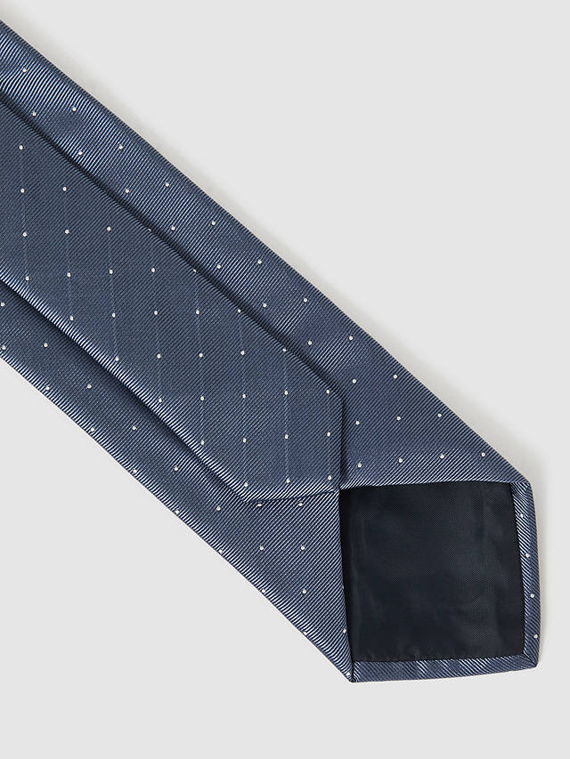 Reiss Liam Polka Dot Silk Blend Tie, Airforce Blue