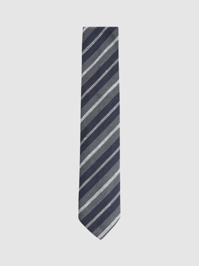 Reiss Lagoon Diagonal Stripe Tie, Navy/Multi, One Size