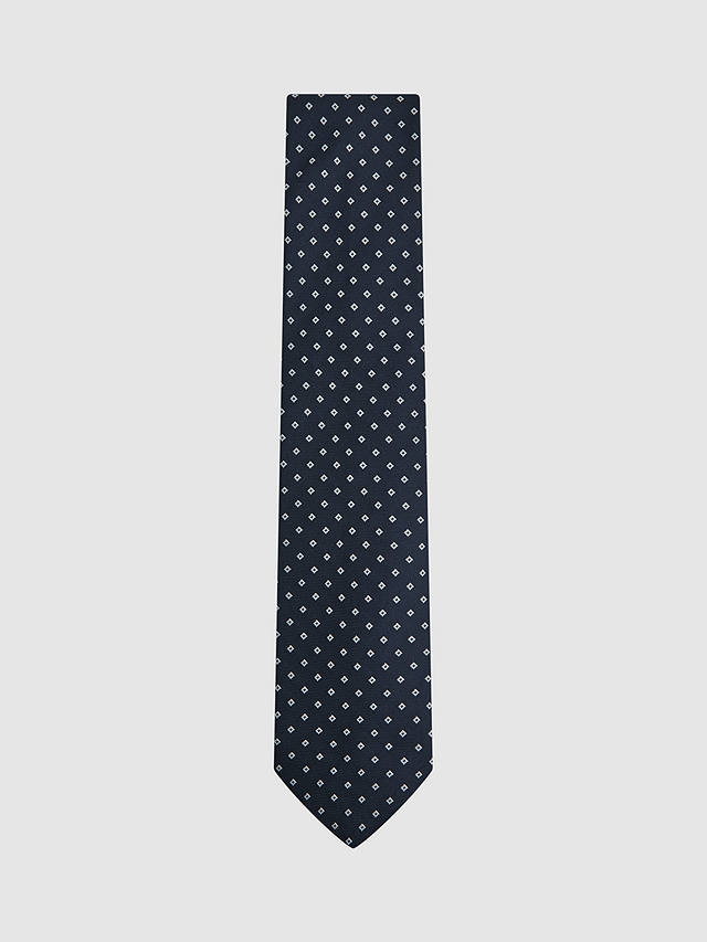 Reiss Salina Mini Geometric Print Silk Blend Tie, Navy at John Lewis ...