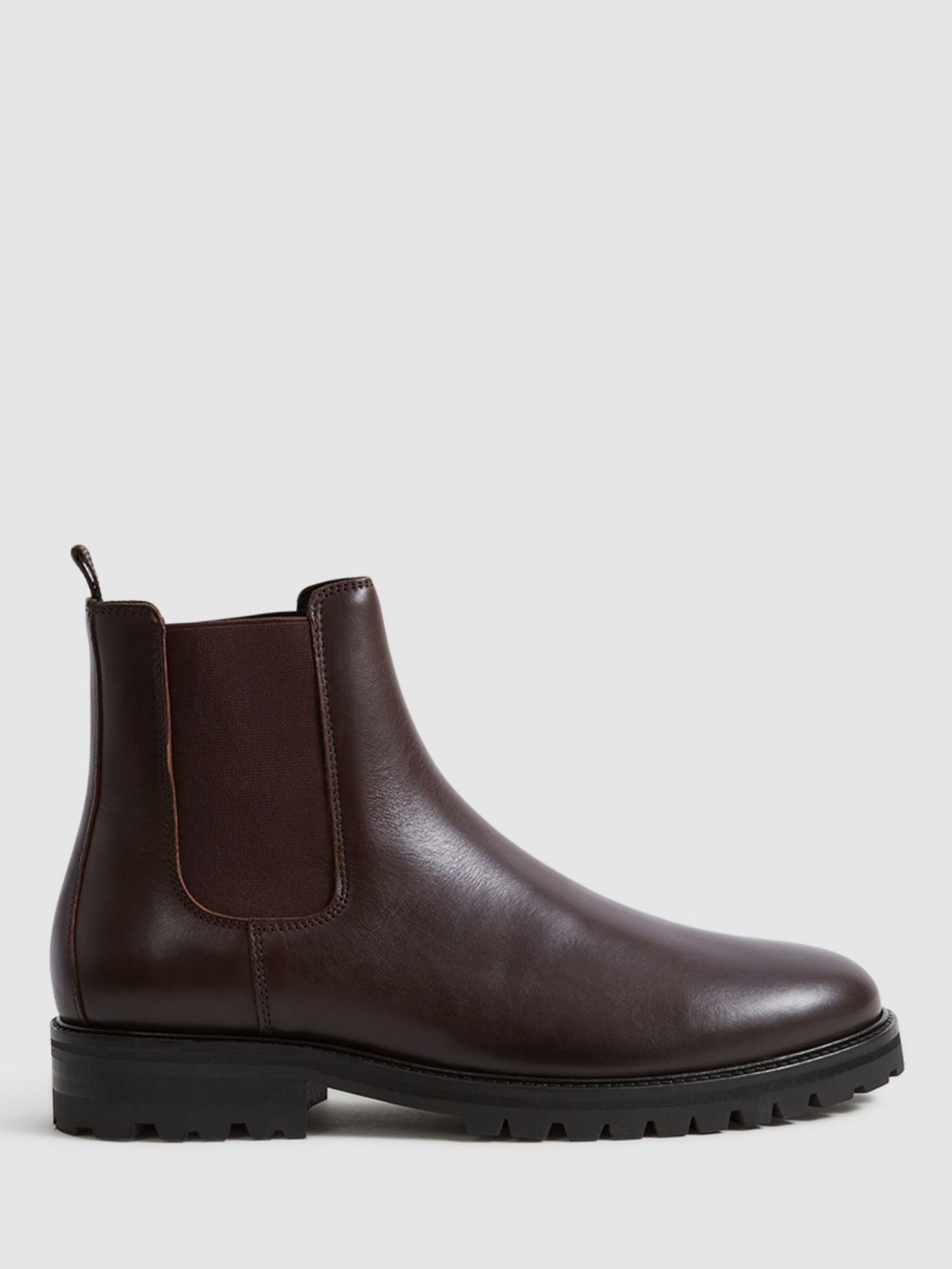 Reiss Chiltern Leather Chelsea Boots, Chocolate at John Lewis & Partners