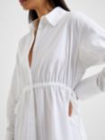 French Connection Rhodes Poplin Shirt Knee Length Dress, Linen White