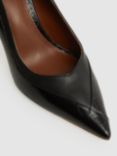 Reiss Gwyneth High Heel Leather Court Shoes, Black