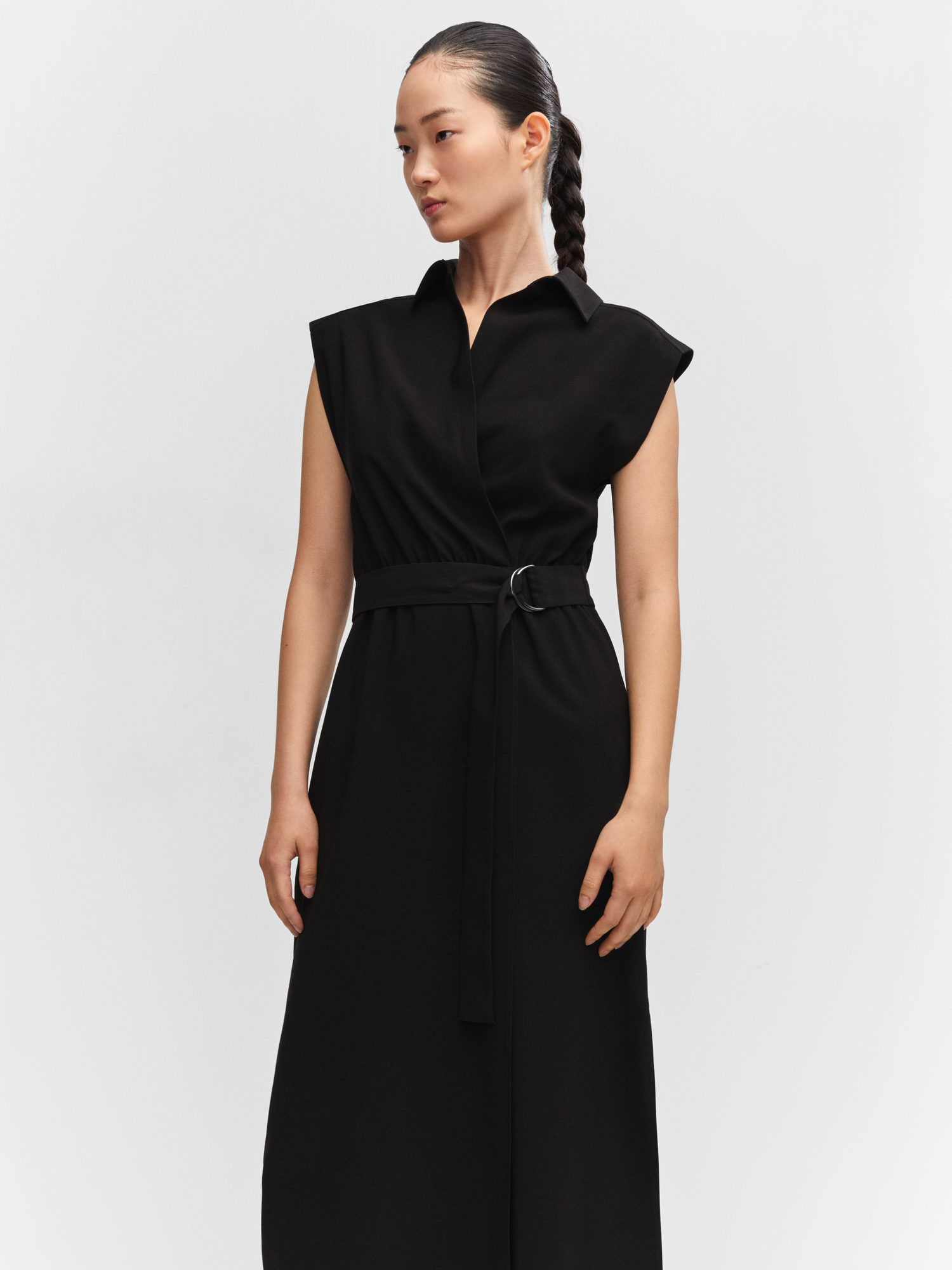 Mango Parama Side Slit Midi Shirt Dress, Black, 4