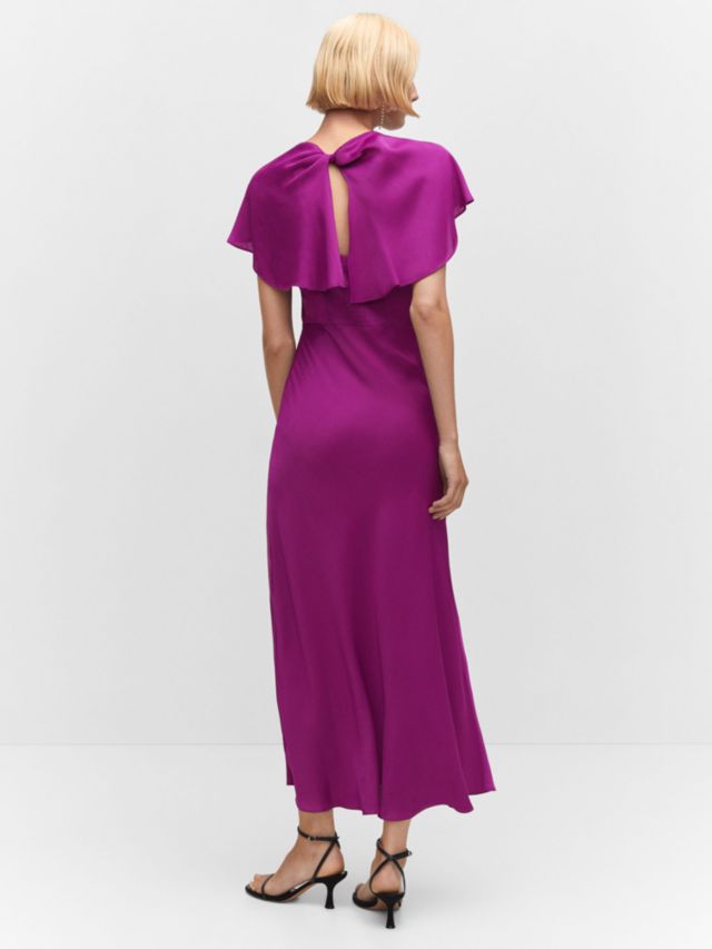 Mango Vuelo Satin Maxi Dress, Medium Purple, 4