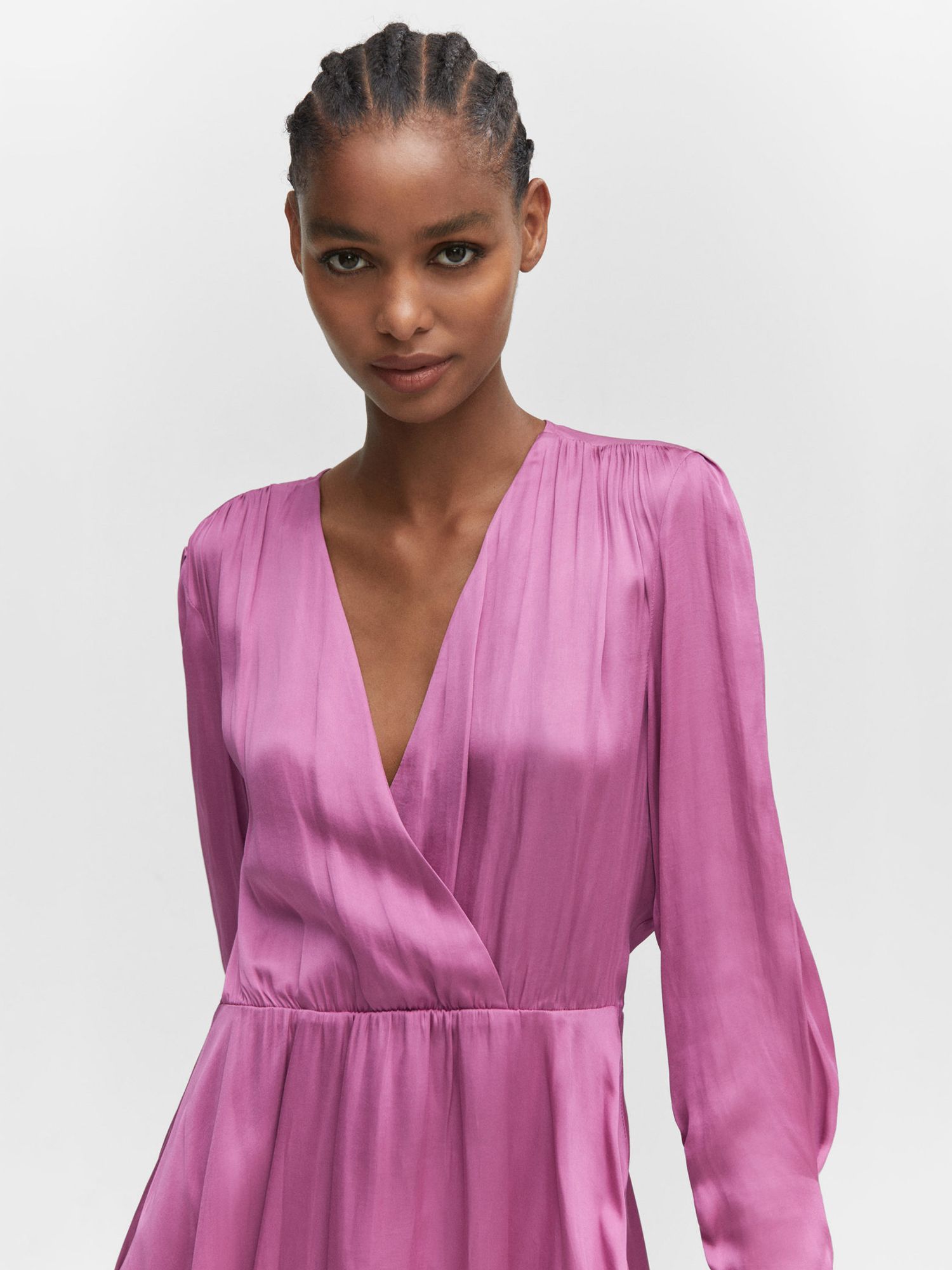 Mango Monaco Mini Satin Dress, Pink at John Lewis & Partners