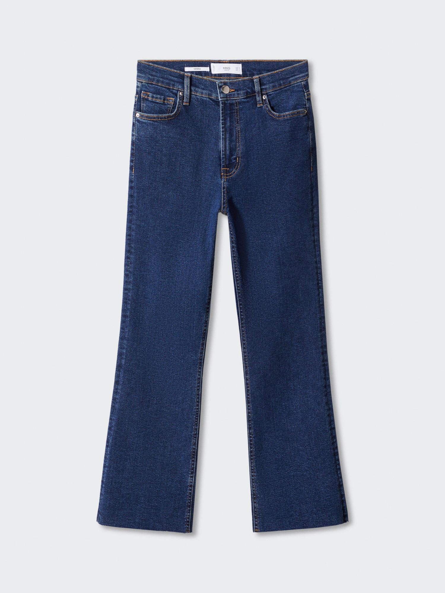 Mango Sienne Cropped Flared Jeans, Open Blue at John Lewis & Partners
