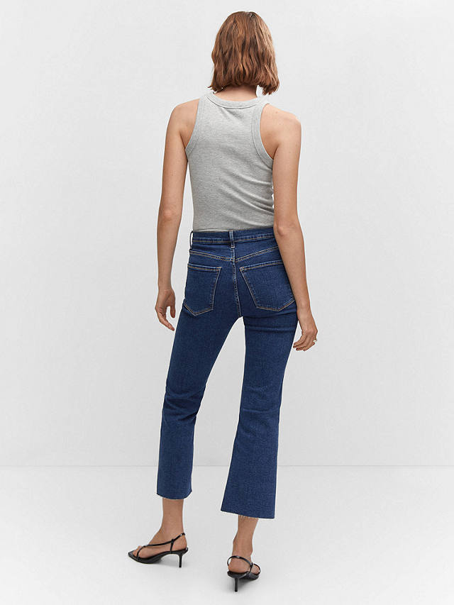 Mango Sienne Cropped Flared Jeans, Open Blue
