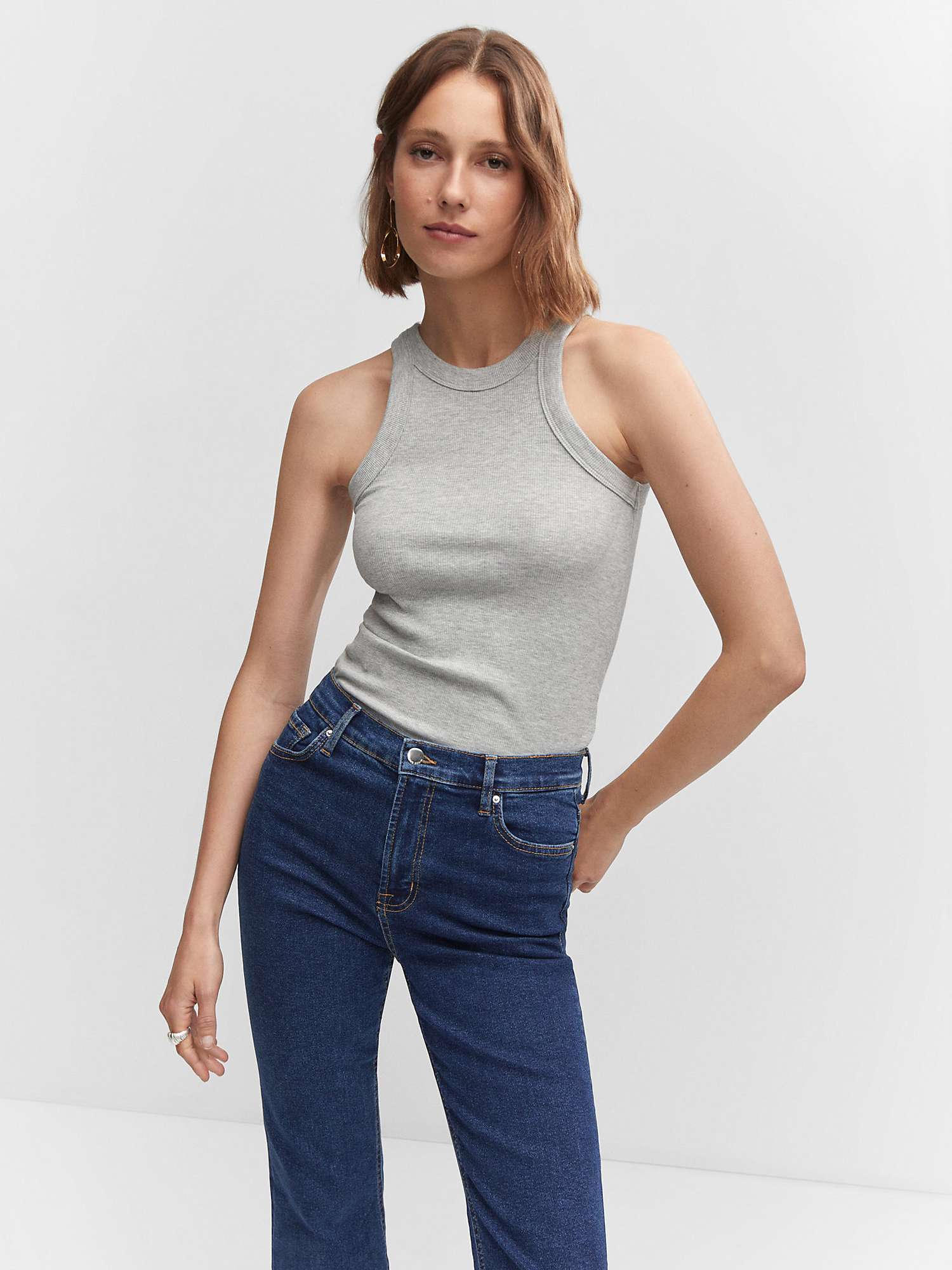 Buy Mango Sienne Cropped Flared Jeans, Open Blue Online at johnlewis.com