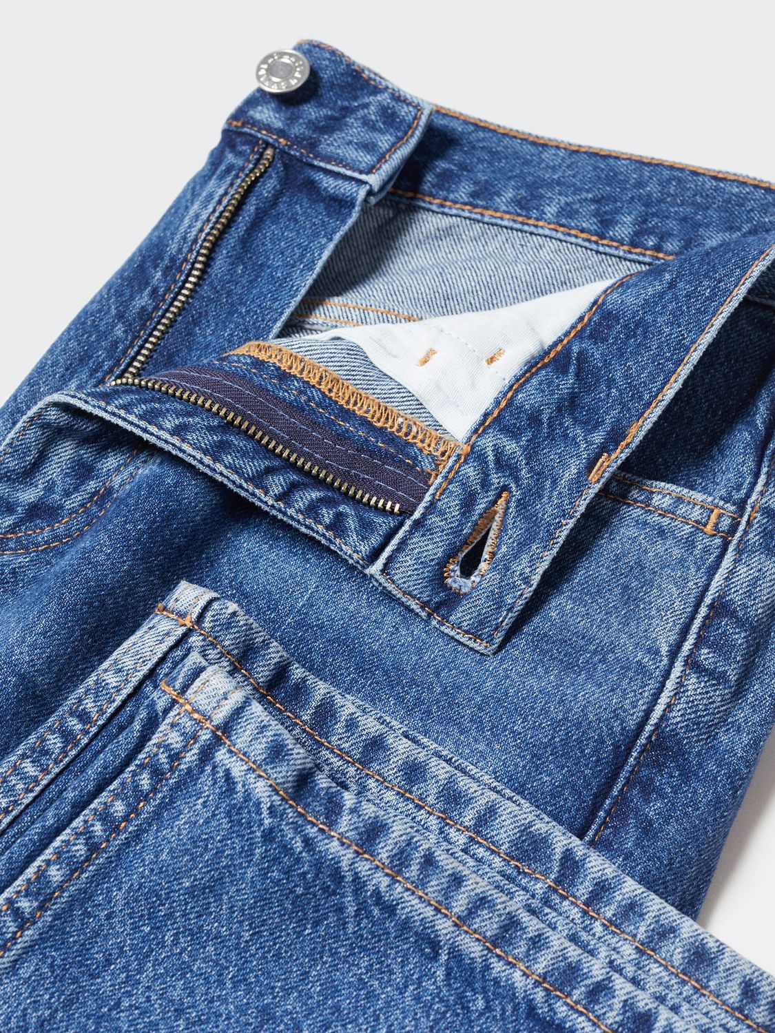 Mango Matilda Mid Rise Straight Jeans, Open Blue 2 at John Lewis & Partners