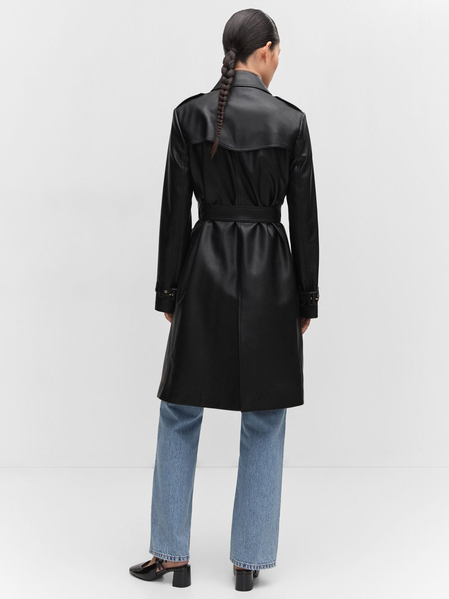 Mango Polanapu Faux Leather Trench Coat