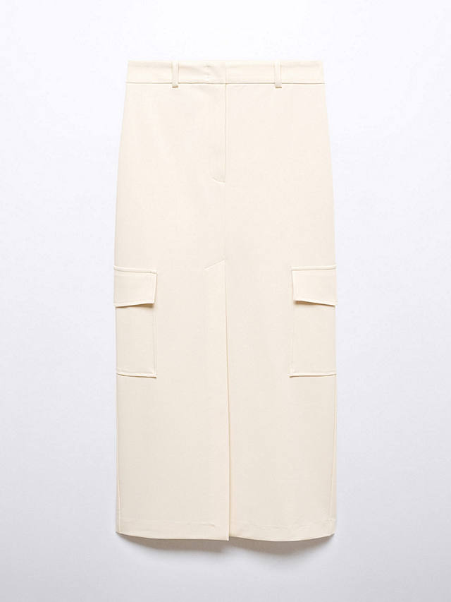Mango Mirta Cargo Slit Skirt, Light Beige at John Lewis & Partners