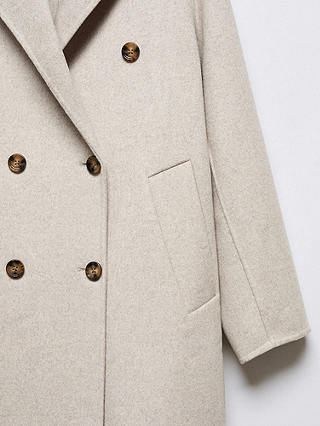 Mango Picarol Wool Blend Coat, Lt Pastel Grey
