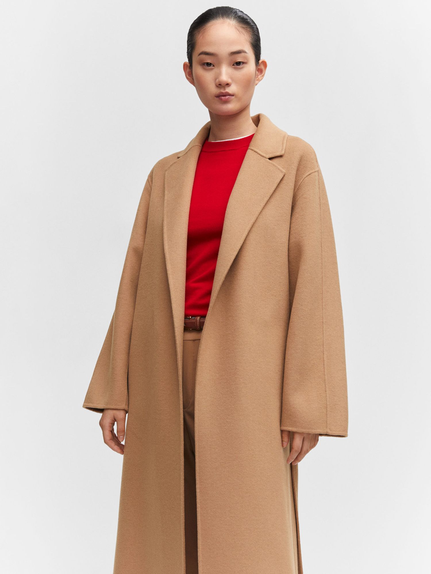 Buy Mango Batin Wool Blend Coat, Medium Brown Online at johnlewis.com