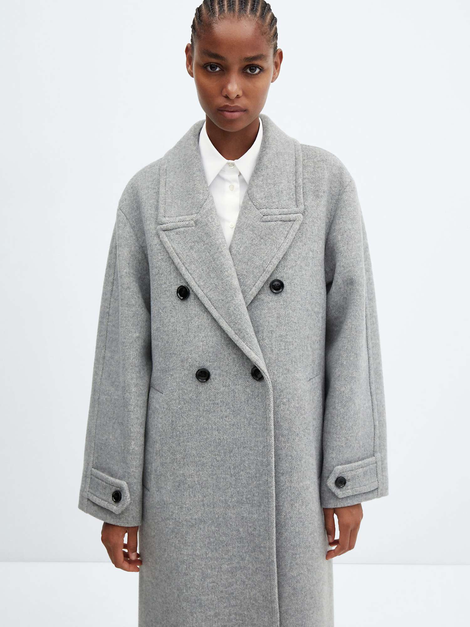 Mango Gauguin Wool Blend Coat, Grey at John Lewis & Partners