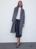 Mango Batin Wool Blend Tie Waist Coat, Grey